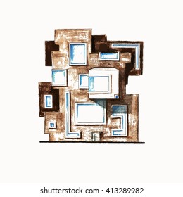 Sketch of house. hand drawn