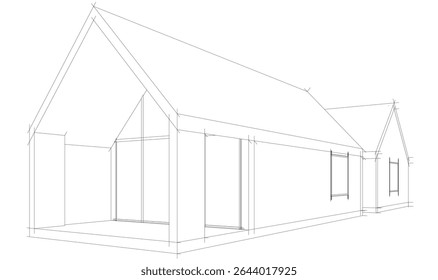 Boceto de un dibujo lineal de la casa