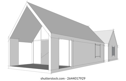 Boceto de un dibujo lineal de la casa