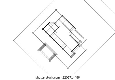 Esbozo de una ilustración 3d del vector de la casa