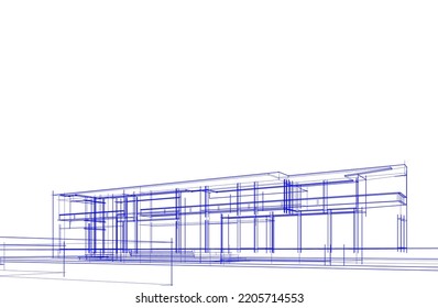 Esbozo de una ilustración 3d del vector de la casa