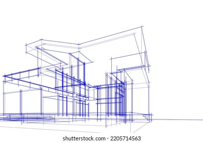 Skizze eines Hauses, Vektorgrafik 3D