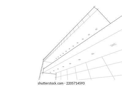 Sketch of a house vector 3d illustration