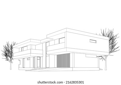 Esbozo de una ilustración vectorial de casa