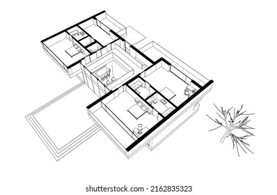 Esbozo de una ilustración vectorial de casa
