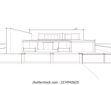 Esbozo de una ilustración vectorial de casa