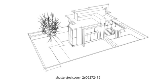 Sketch of house vector illustration