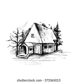 Sketch house. Whiteboard draw. Vector illustration