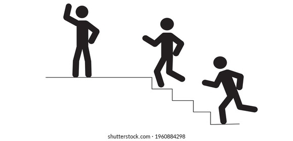 sketch of a human figure in motion standing, walking, running in isolation on a white background, stick man competition, success, healthy lifestyle