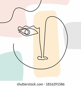 Sketch of human head on abstract background. Drawn by hand. Modern collage. Vector illustration.