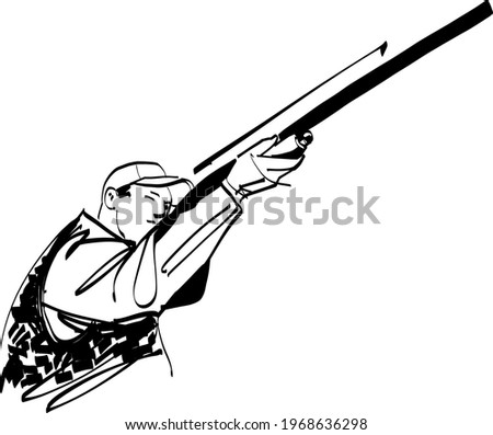 sketch of the hunter with a gun