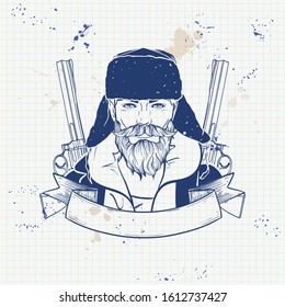 Sketch hunter man with beard