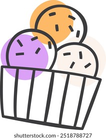 Sketch Ice Cream Balls Vector Illustration