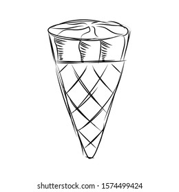 Sketch of an ice cream cone - Vector illustration design