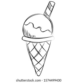 Sketch of an ice cream cone - Vector illustration design