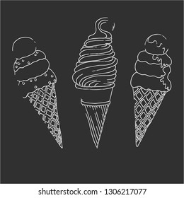 Sketch of ice cream in a Cup. Vector graphics.