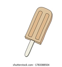 Sketch Ice cream. Hand draw flat style. Fruit ice lolly pop Hand drawn illustration on white background. Summer desserts 