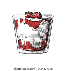 Sketch of ice cream in a vase. Vector illustration in sketch style.