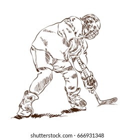Sketch of Ice Hockey in vector. 