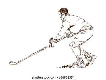 Sketch of Ice Hockey in vector. 