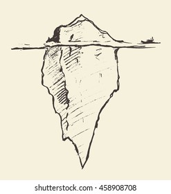 Sketch of an iceberg with icebreaker. Vector illustration