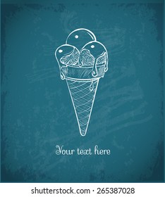 Sketch of ice-cream cone on blackboard