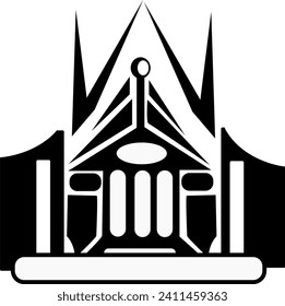 sketch icon of a building, emphasizing architectural features and design elements, suitable for various projects and presentations