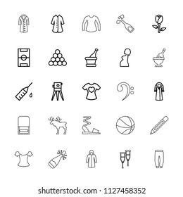 Sketch icon. collection of 25 sketch outline icons such as rose, overcoat, theodolite, biliard triangle, t-shirt with heart. editable sketch icons for web and mobile.