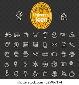 Sketch icon collection. Hand drawing icon pictogram set.  Universal icon illustration. Hand drawing outline style icons for web.