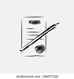 Sketch icon document painted black marker