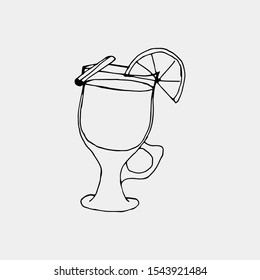 Sketch. Icon. Drink. Drink new year. drink christmas.  Glintwine. 