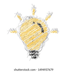 Sketch icon of a idea light bulb creative icon with scribble effects line art of light bulb vector design on white backgruond 