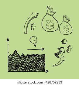 sketch icon. money concept.  Flat illiustration , vector