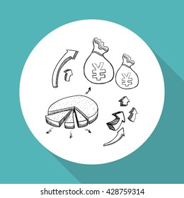 sketch icon. money concept.  Flat illiustration , vector