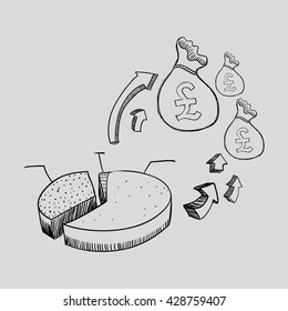 sketch icon. money concept.  Flat illiustration , vector