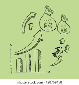 sketch icon. money concept.  Flat illiustration , vector