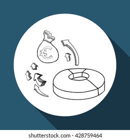 sketch icon. money concept.  Flat illiustration , vector