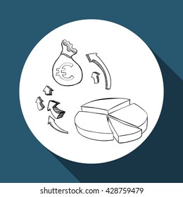 sketch icon. money concept.  Flat illiustration , vector