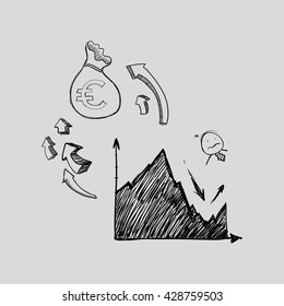 sketch icon. money concept.  Flat illiustration , vector
