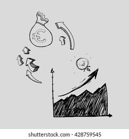 sketch icon. money concept.  Flat illiustration , vector