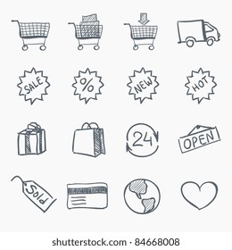 Sketch Icon Set Isolated on White Background. Vector EPS8.