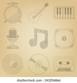 Sketch icon set. Music
