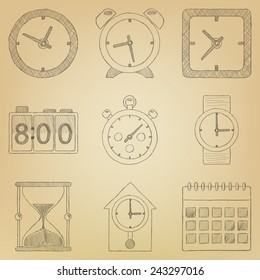 Sketch icon set. Time. Clock