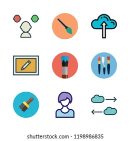 sketch icon set. vector set about cloud computing, draw, user and paint brush icons set.