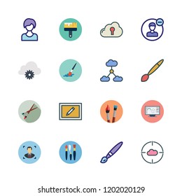 sketch icon set. vector set about user, cloud computing, paint brushes and paint brush icons set.