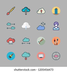 sketch icon set. vector set about paint brushes, user, cloud computing and graphic design icons set.