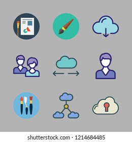 sketch icon set. vector set about user, cloud computing, users and graphic design icons set.