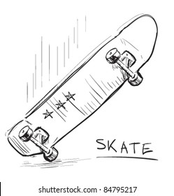 Sketch icon of skateboard