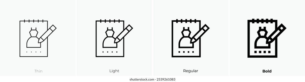 Skizzensymbol. Dünnes, helles Design im regulären und kühlen Stil, einzeln auf weißem Hintergrund