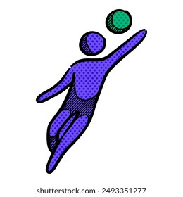 Sketch icons football players halftone color vector illustration